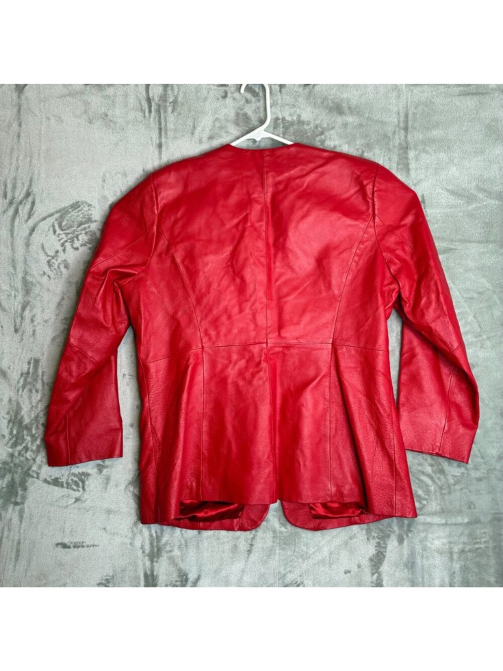 Pamela McCoy Red Genuine Leather Jacket With White Embroidered Details Size 1X - Picture 10 of 13
